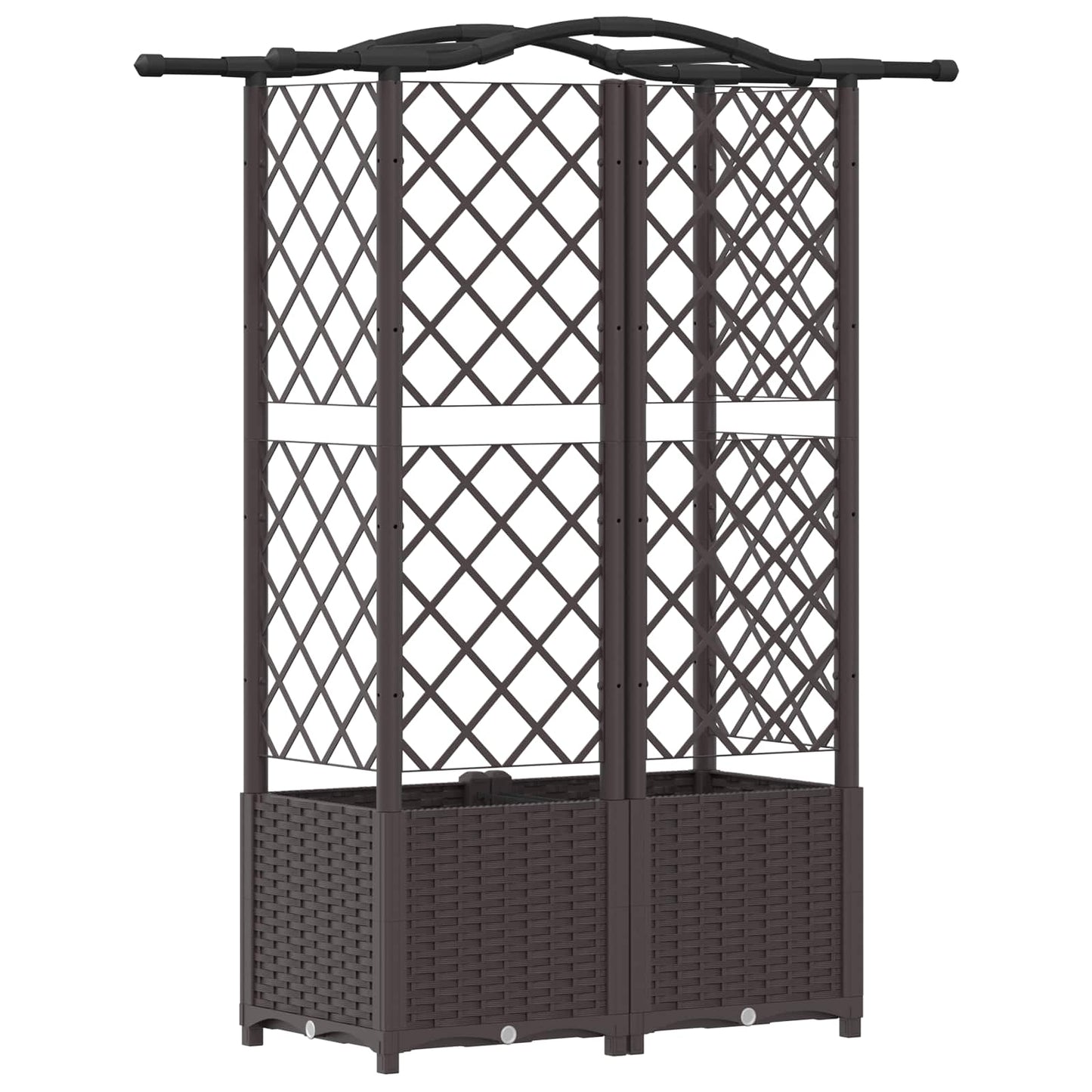 Raised Bed with Trellis and Roof Brown 122 x 40 x 138 cm PP