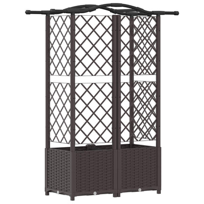 Raised Bed with Trellis and Roof Brown 122 x 40 x 138 cm PP