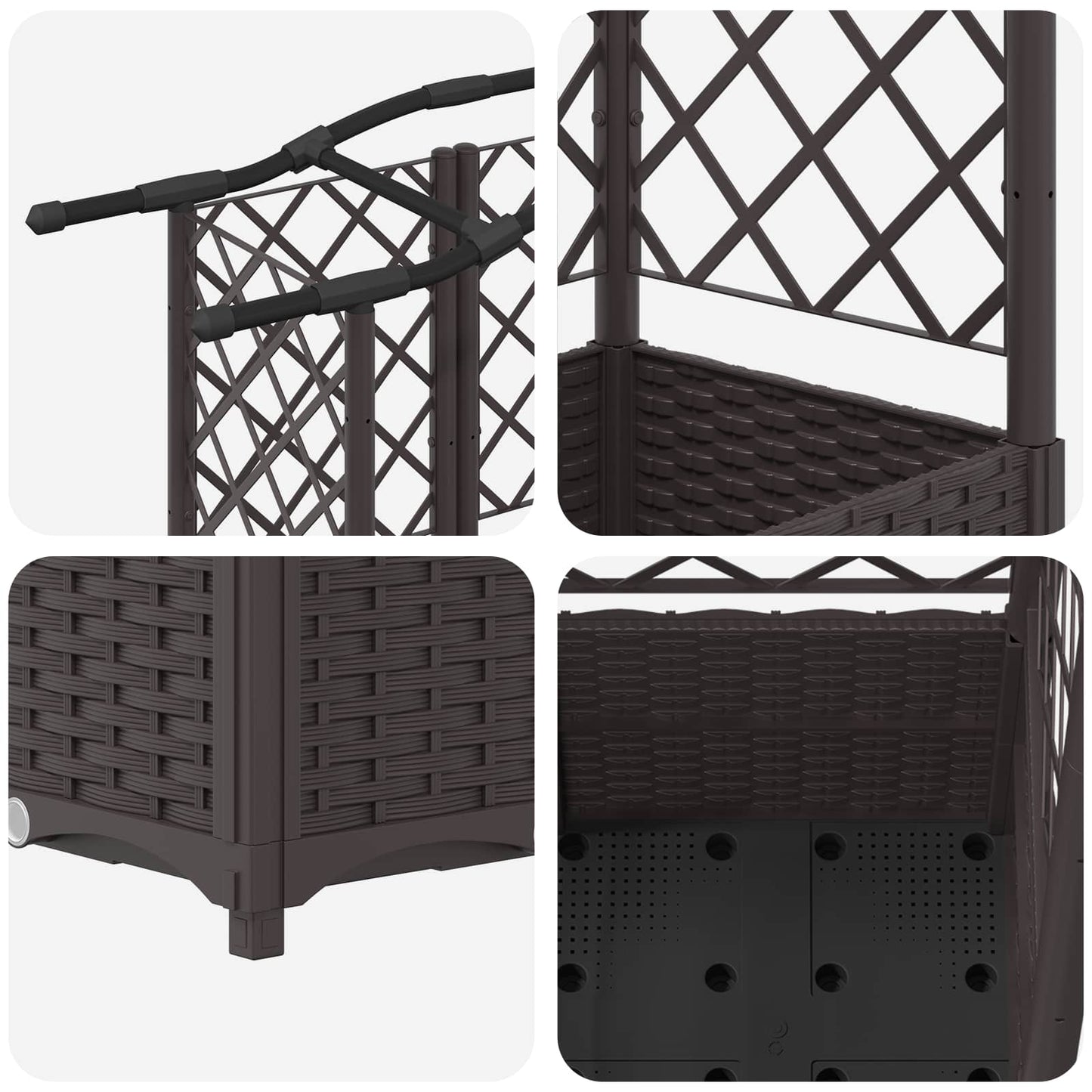 Raised Bed with Trellis and Roof Brown 163 x 40 x 138 cm PP