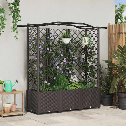 Raised Bed with Trellis and Roof Brown 163 x 40 x 138 cm PP