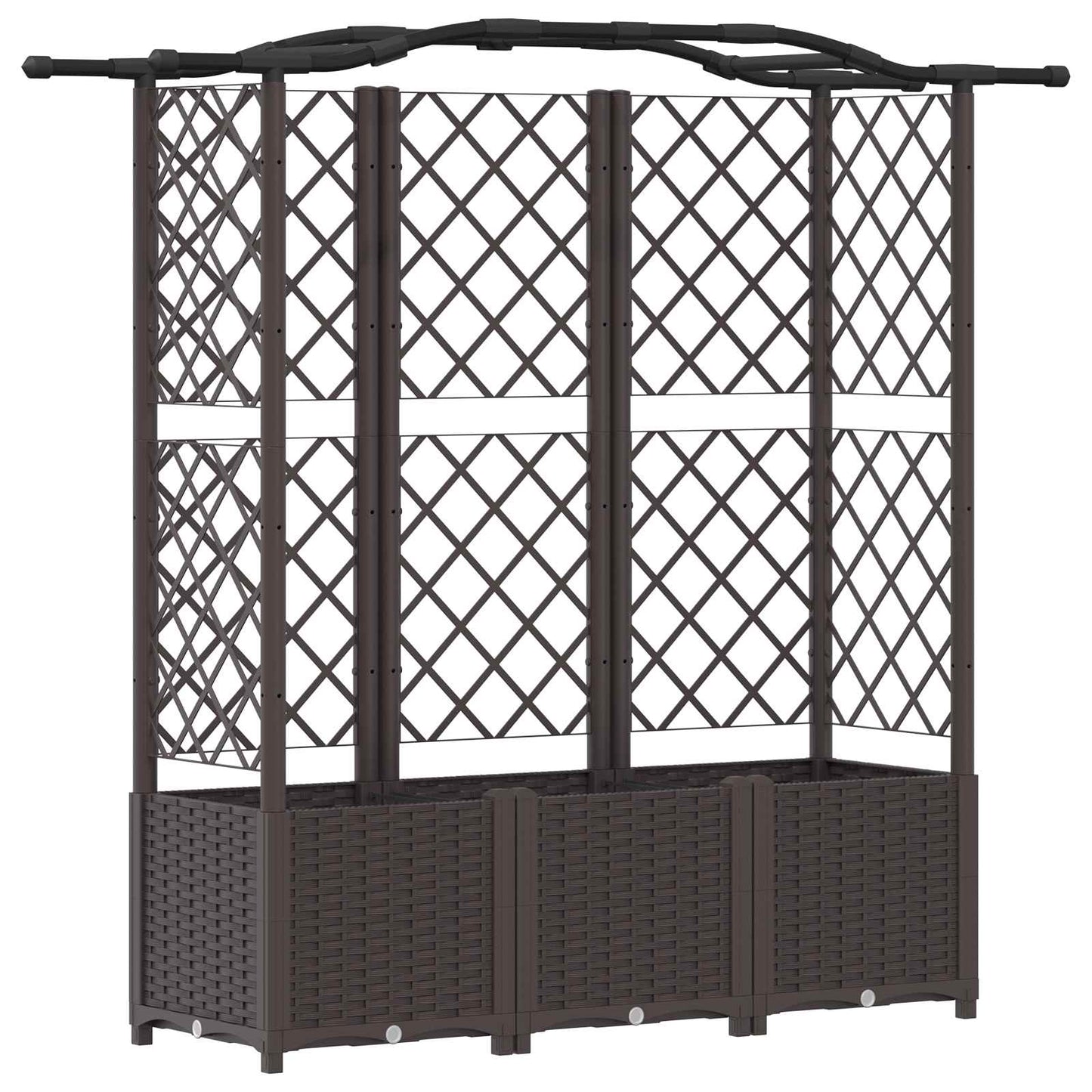 Raised Bed with Trellis and Roof Brown 163 x 40 x 138 cm PP