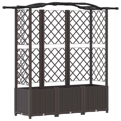 Raised Bed with Trellis and Roof Brown 163 x 40 x 138 cm PP