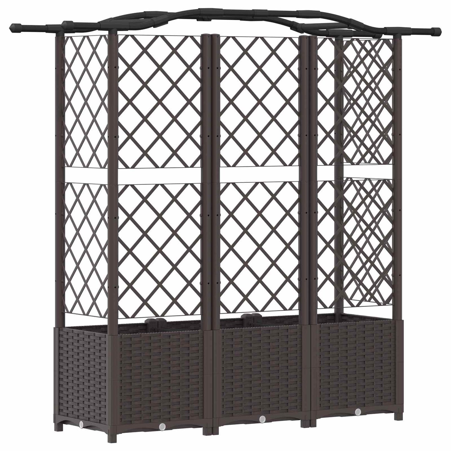 Raised Bed with Trellis and Roof Brown 163 x 40 x 138 cm PP