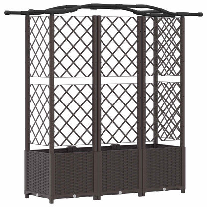 Raised Bed with Trellis and Roof Brown 163 x 40 x 138 cm PP