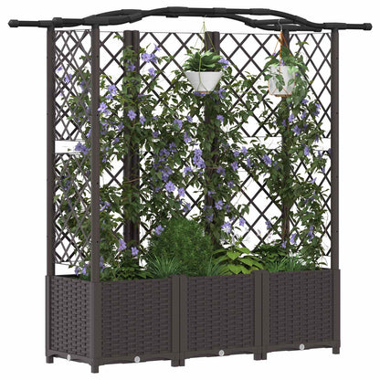 Raised Bed with Trellis and Roof Brown 163 x 40 x 138 cm PP
