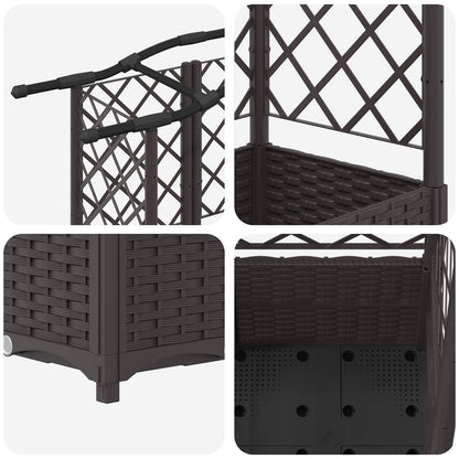 Raised Bed with Trellis and Roof Brown 204 x 40 x 138 cm PP