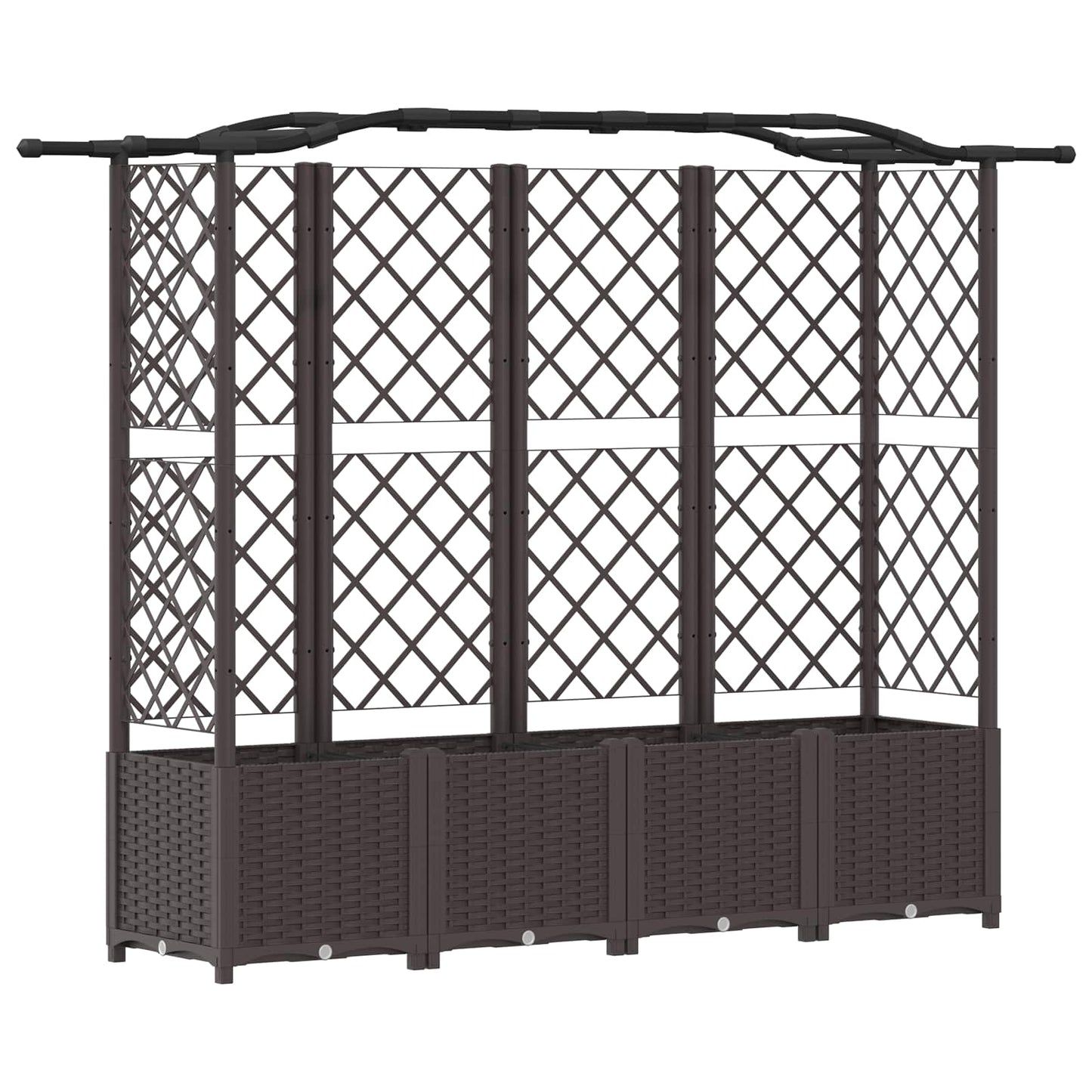 Raised Bed with Trellis and Roof Brown 204 x 40 x 138 cm PP