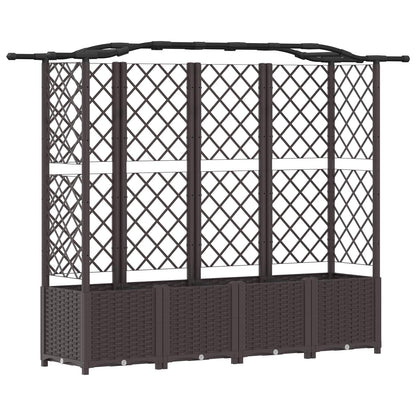 Raised Bed with Trellis and Roof Brown 204 x 40 x 138 cm PP