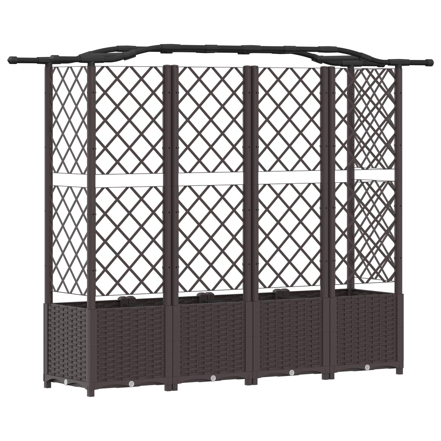 Raised Bed with Trellis and Roof Brown 204 x 40 x 138 cm PP