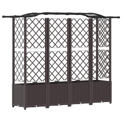 Raised Bed with Trellis and Roof Brown 204 x 40 x 138 cm PP