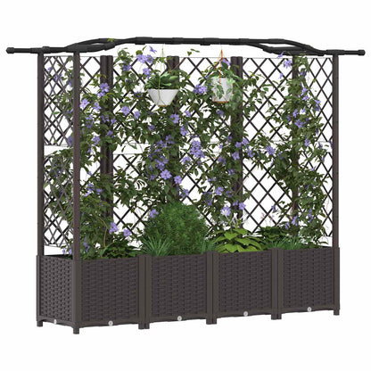 Raised Bed with Trellis and Roof Brown 204 x 40 x 138 cm PP