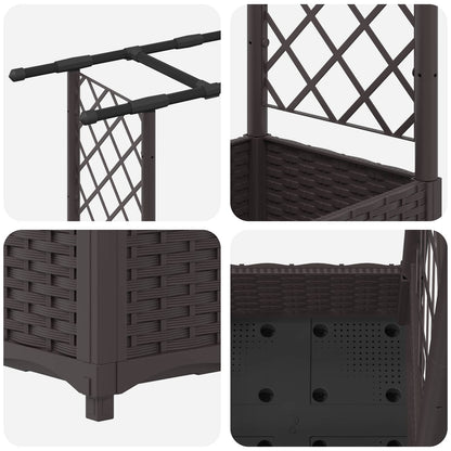 Raised Bed with Trellis and Roof Brown 122.5 x 40 x 121 cm PP