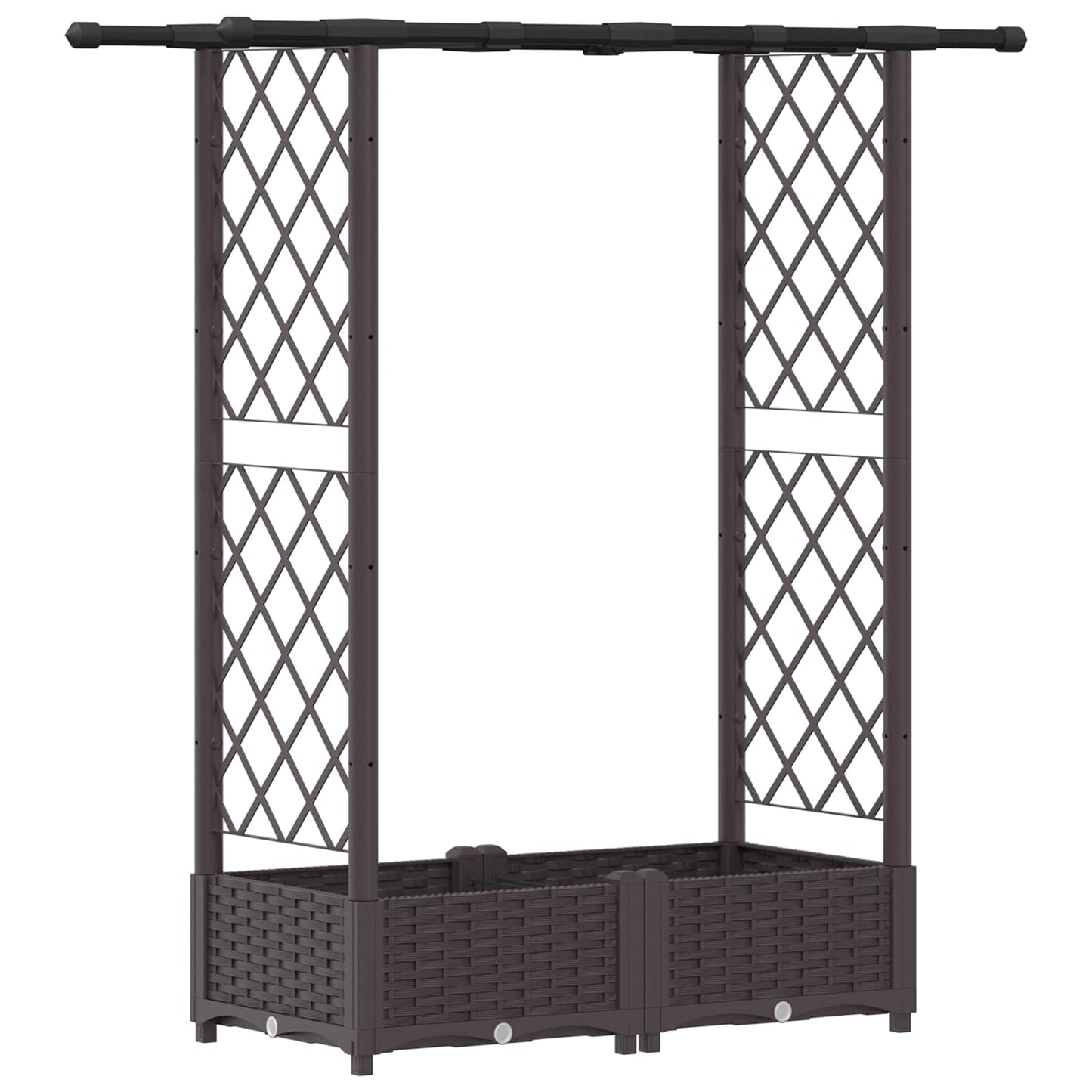 Raised Bed with Trellis and Roof Brown 122.5 x 40 x 121 cm PP