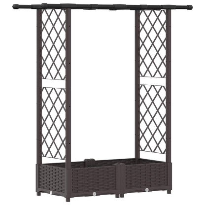 Raised Bed with Trellis and Roof Brown 122.5 x 40 x 121 cm PP