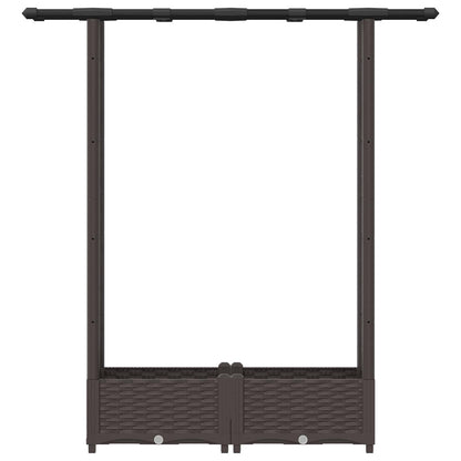 Raised Bed with Trellis and Roof Brown 122.5 x 40 x 121 cm PP