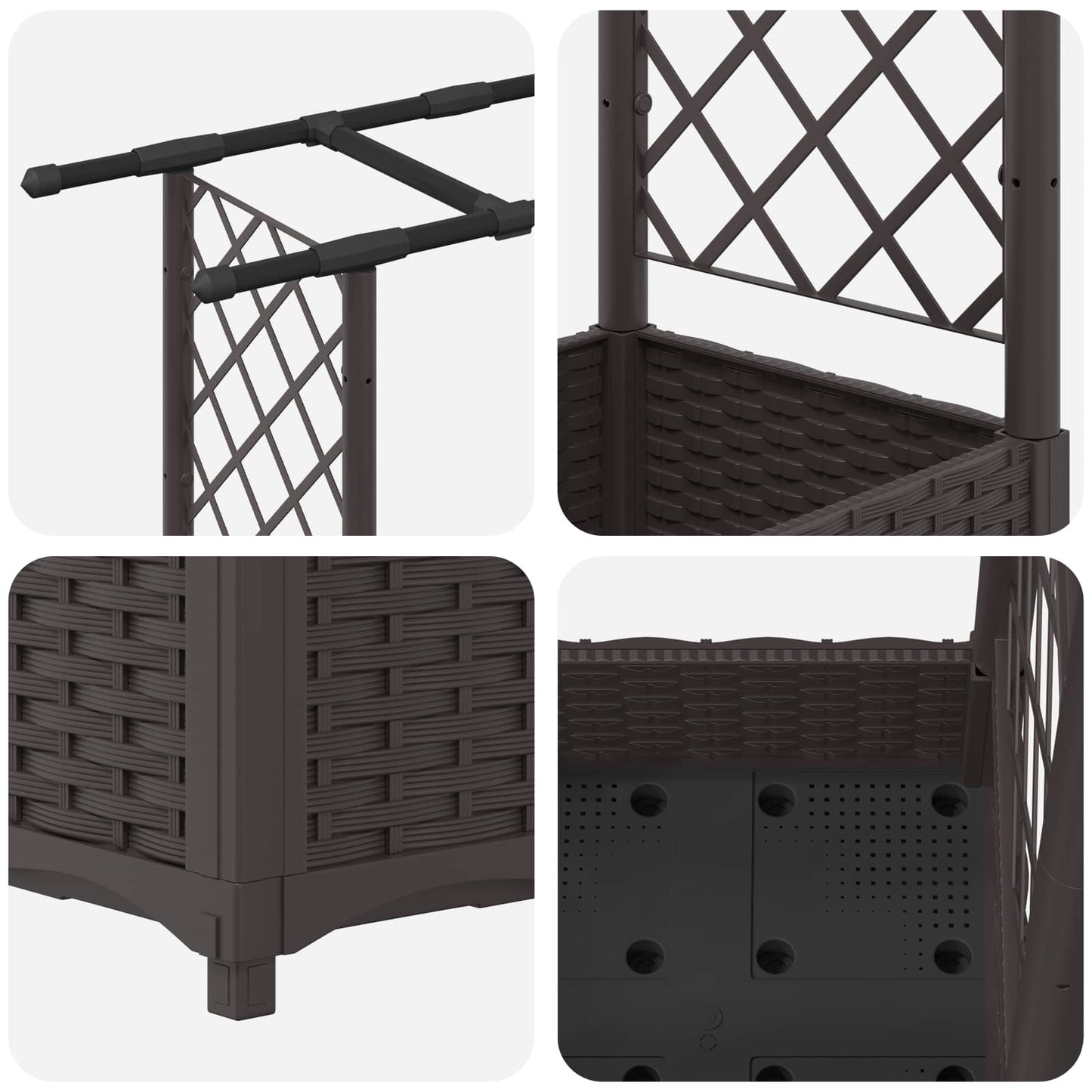 Raised Bed with Trellis and Roof Brown 164 x 40 x 121 cm PP
