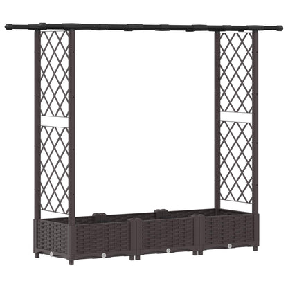 Raised Bed with Trellis and Roof Brown 164 x 40 x 121 cm PP