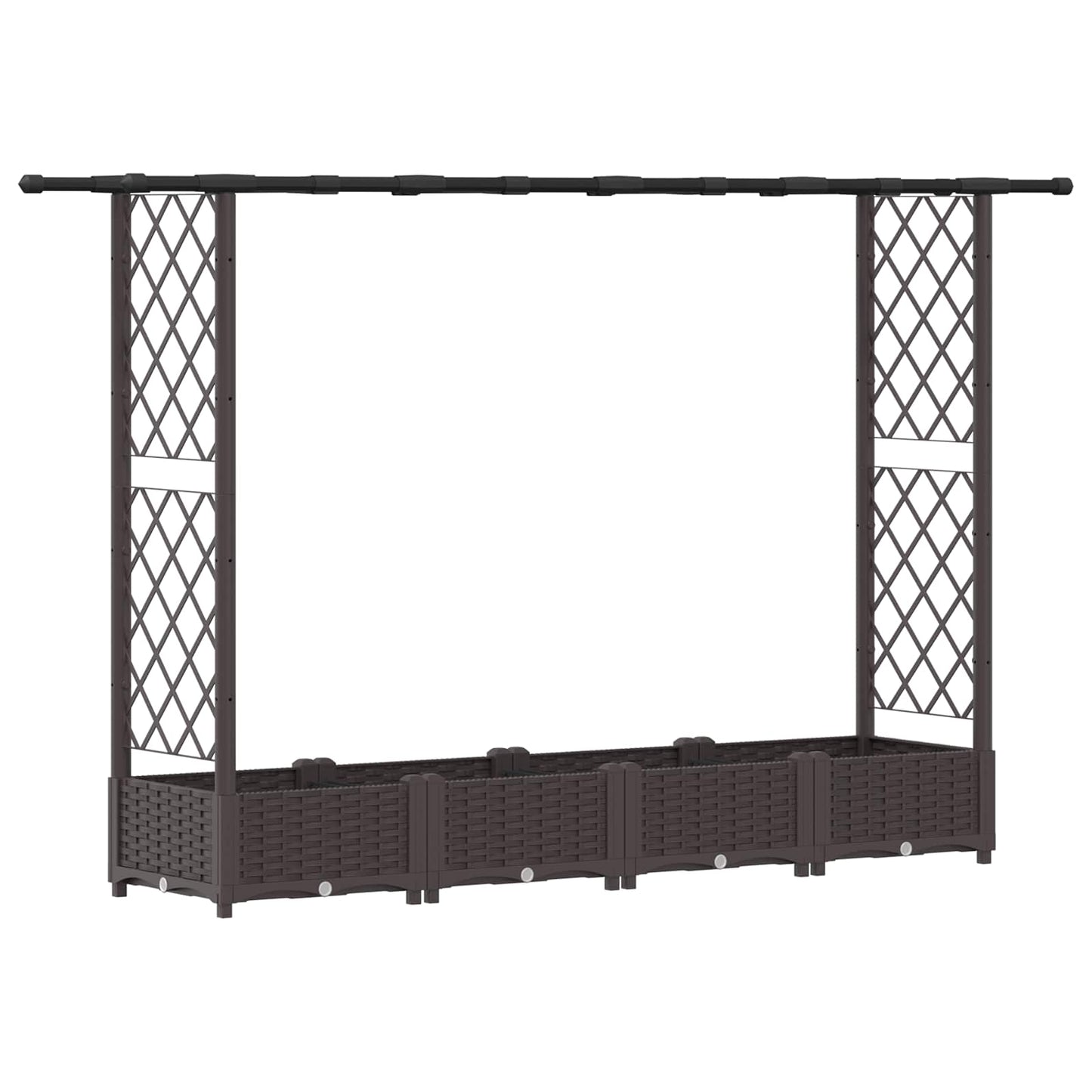 Raised Bed with Trellis and Roof Brown 203 x 40 x 121 cm PP