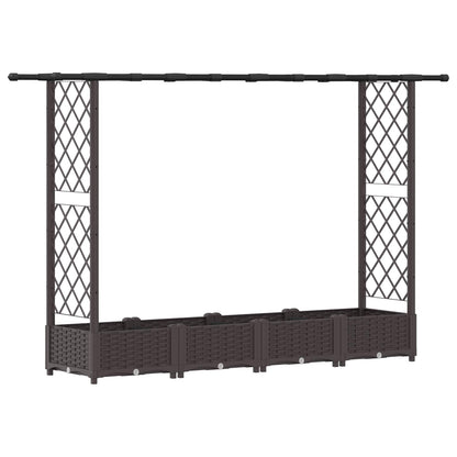 Raised Bed with Trellis and Roof Brown 203 x 40 x 121 cm PP