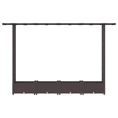 Raised Bed with Trellis and Roof Brown 203 x 40 x 121 cm PP