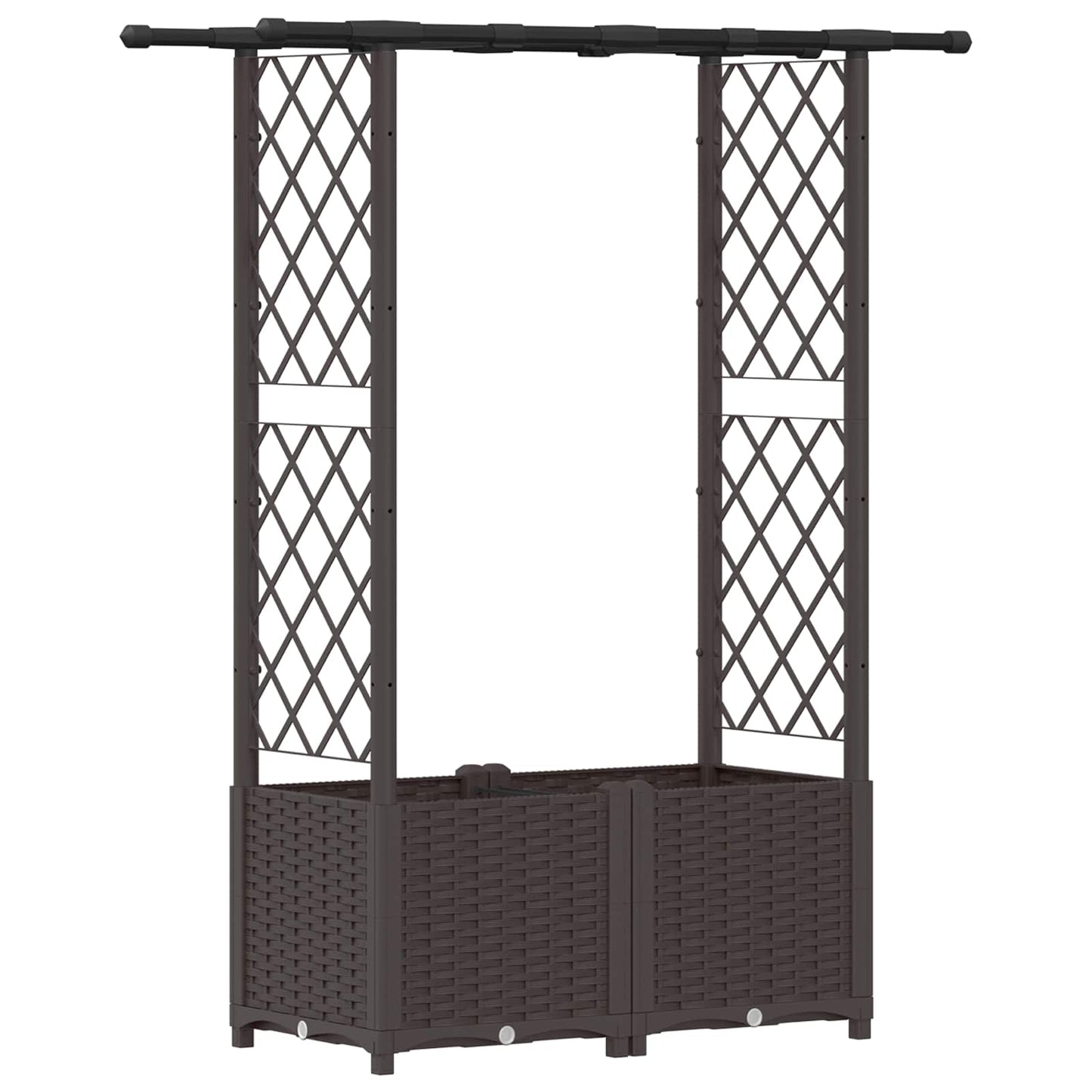 Raised Bed with Trellis and Roof Brown 124.5 x 40 x 136 cm PP