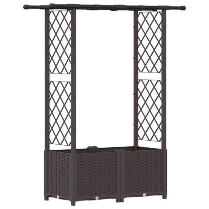 Raised Bed with Trellis and Roof Brown 124.5 x 40 x 136 cm PP