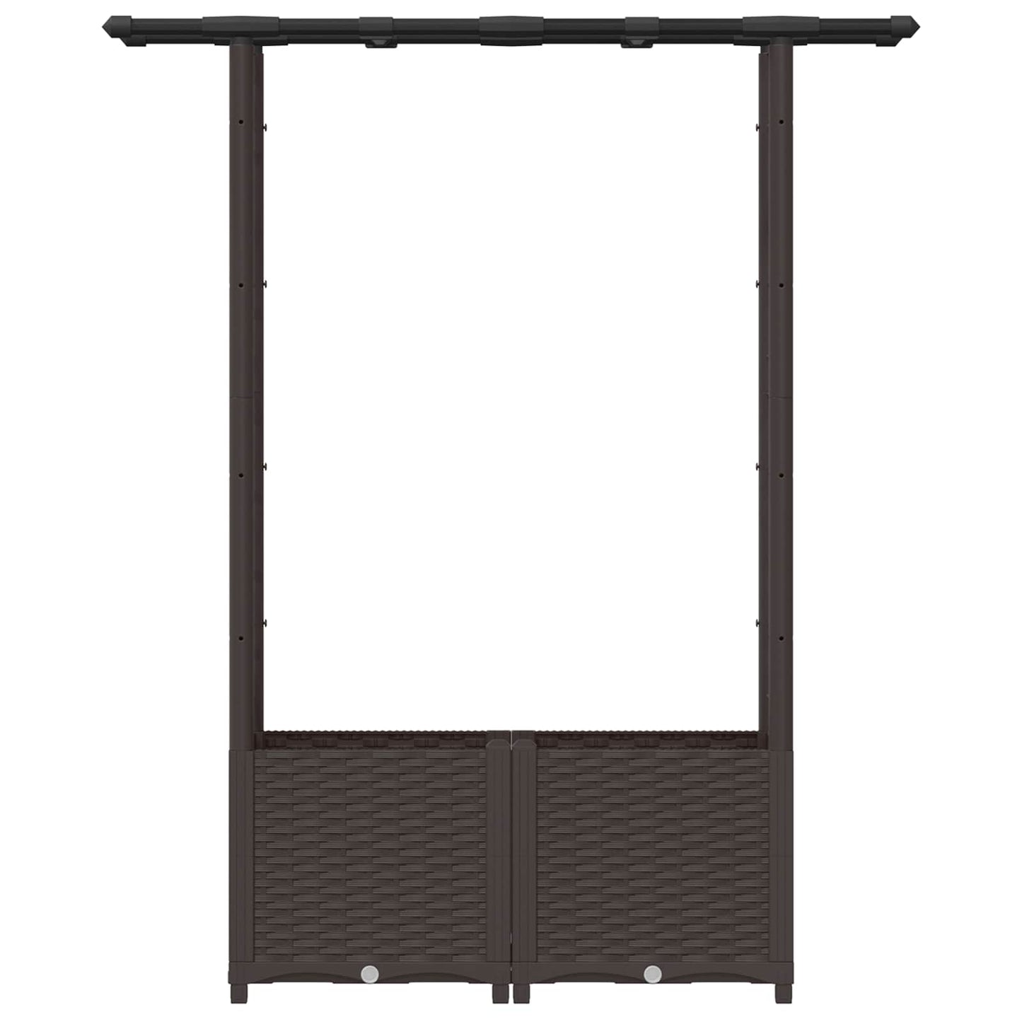 Raised Bed with Trellis and Roof Brown 124.5 x 40 x 136 cm PP