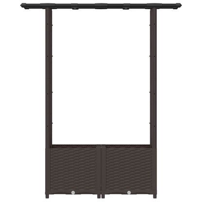 Raised Bed with Trellis and Roof Brown 124.5 x 40 x 136 cm PP