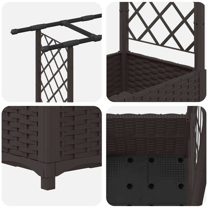 Raised Bed with Trellis and Roof Brown 162.5 x 40 x 136 cm PP