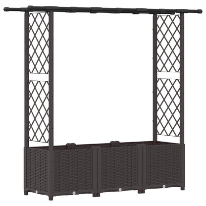 Raised Bed with Trellis and Roof Brown 162.5 x 40 x 136 cm PP