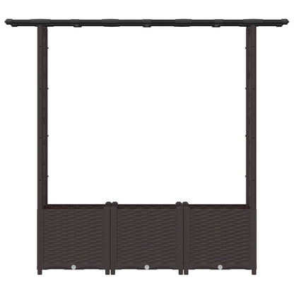 Raised Bed with Trellis and Roof Brown 162.5 x 40 x 136 cm PP