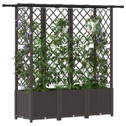 Raised Bed with Trellis and Roof Brown 162.5 x 40 x 136 cm PP