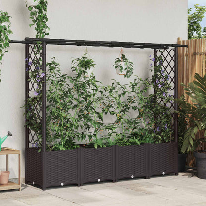 Raised Bed with Trellis and Roof Brown 203 x 40 x 136 cm PP