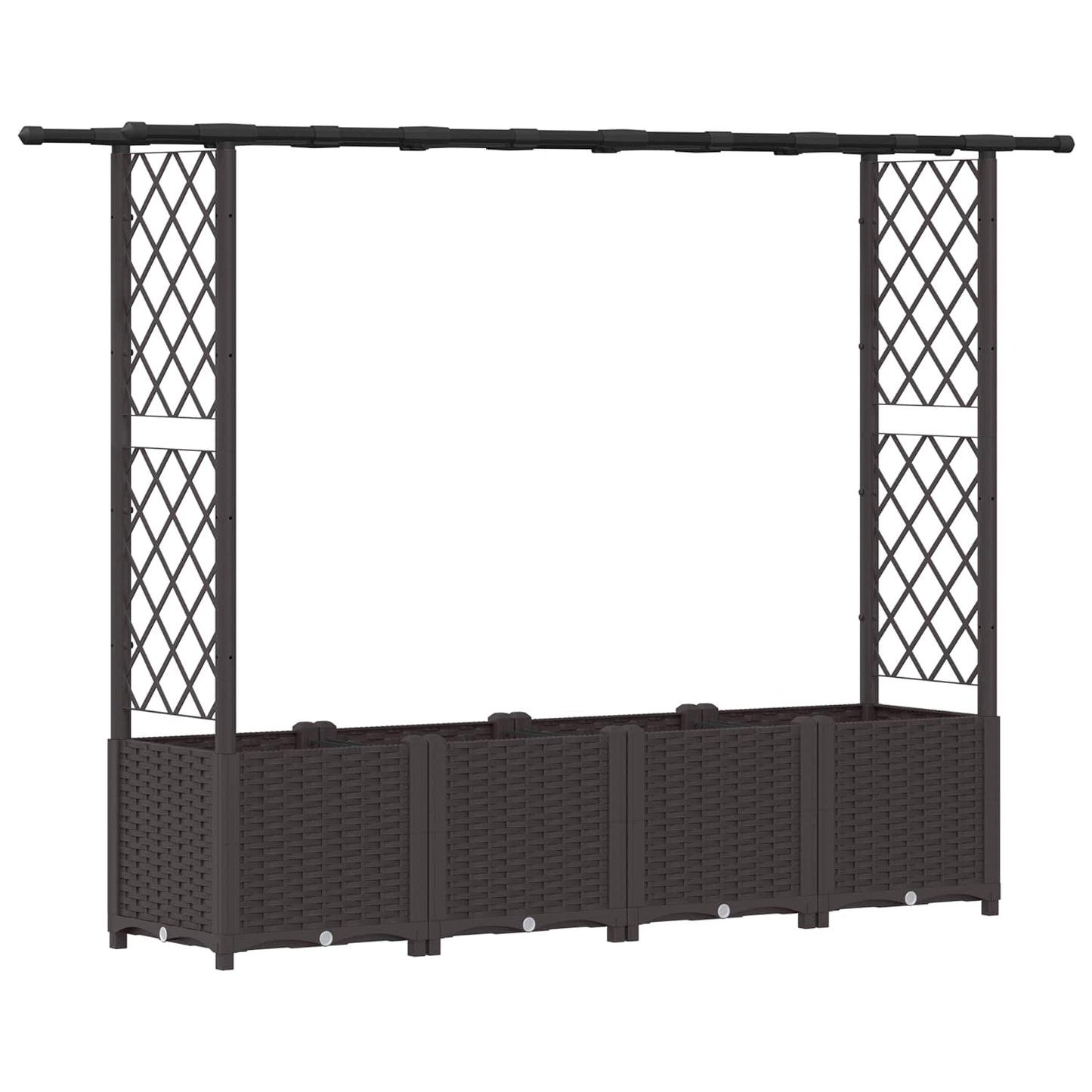 Raised Bed with Trellis and Roof Brown 203 x 40 x 136 cm PP