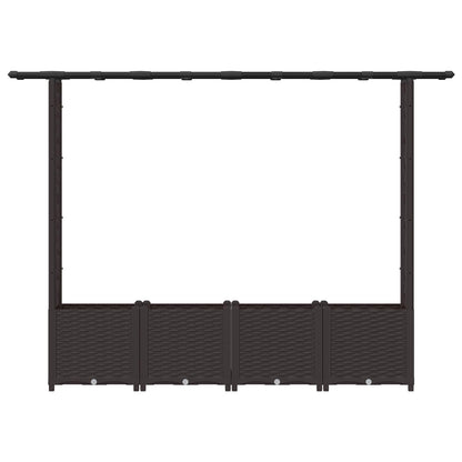 Raised Bed with Trellis and Roof Brown 203 x 40 x 136 cm PP