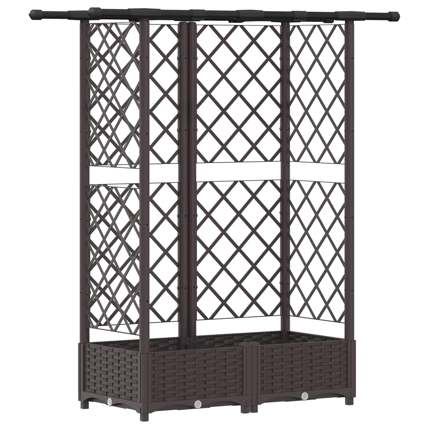 Raised Bed with Trellis and Roof Brown 124 x 40 x 121 cm PP