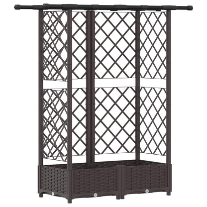 Raised Bed with Trellis and Roof Brown 124 x 40 x 121 cm PP