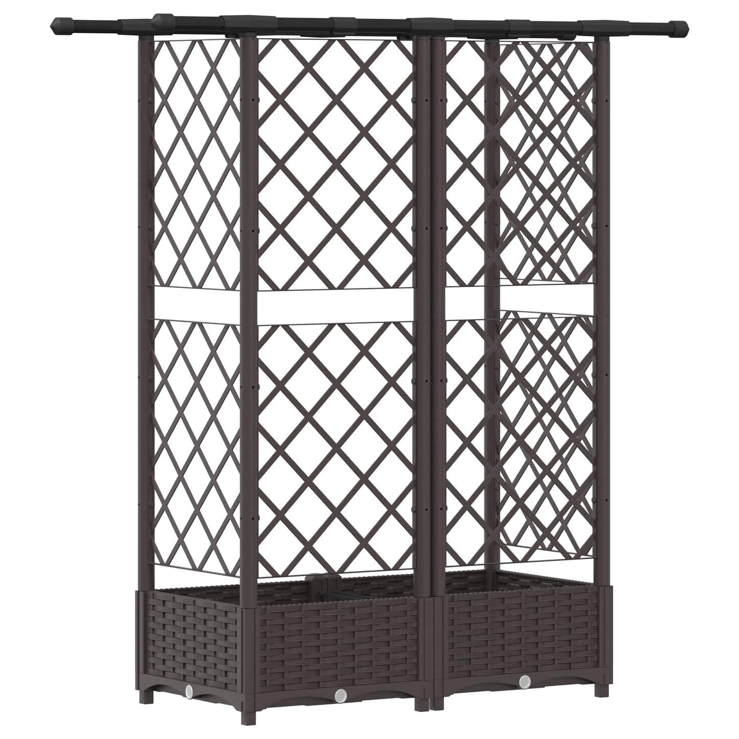 Raised Bed with Trellis and Roof Brown 124 x 40 x 121 cm PP