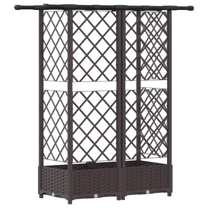 Raised Bed with Trellis and Roof Brown 124 x 40 x 121 cm PP