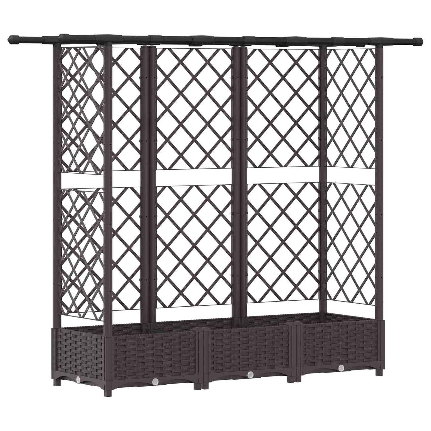 Raised Bed with Trellis and Roof Brown 164 x 40 x 121 cm PP