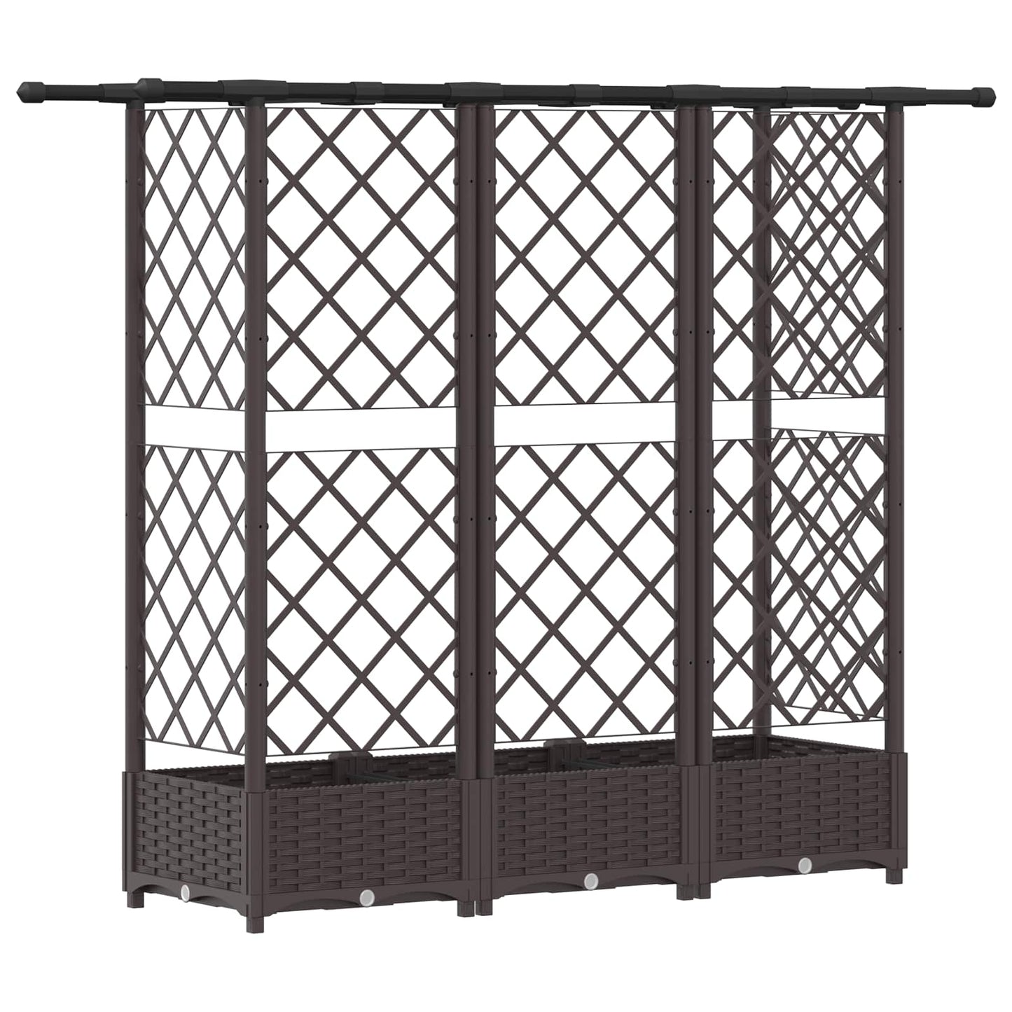 Raised Bed with Trellis and Roof Brown 164 x 40 x 121 cm PP