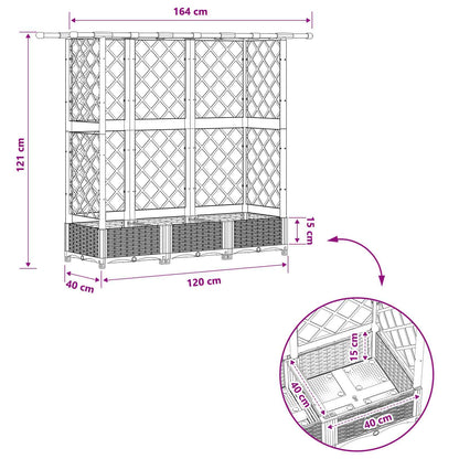 Raised Bed with Trellis and Roof Brown 164 x 40 x 121 cm PP