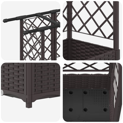 Raised Bed with Trellis and Roof Brown 202.5 x 40 x 121 cm PP