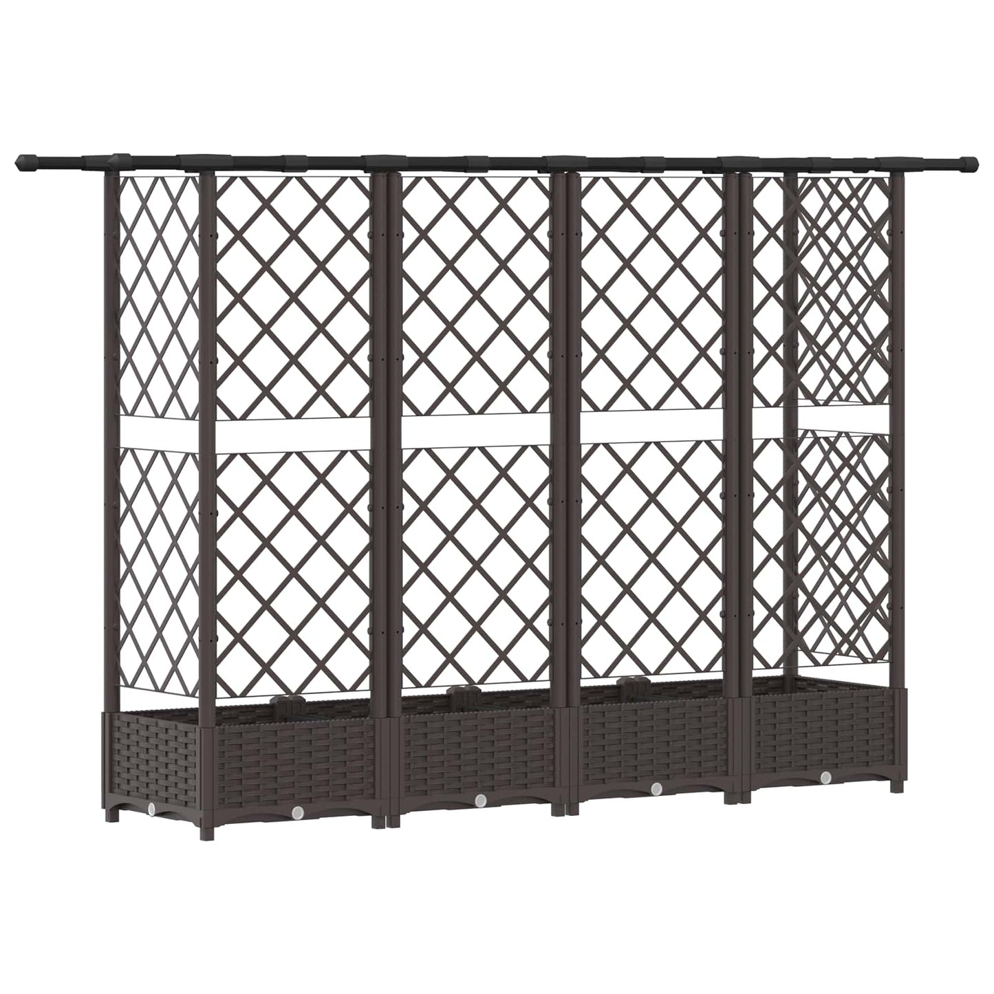 Raised Bed with Trellis and Roof Brown 202.5 x 40 x 121 cm PP