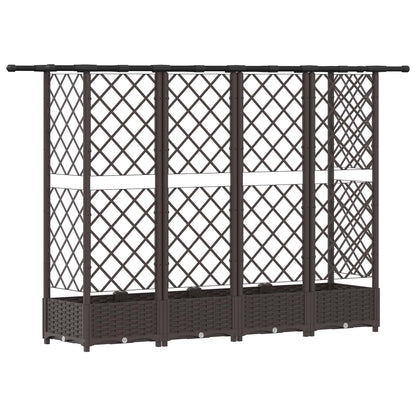 Raised Bed with Trellis and Roof Brown 202.5 x 40 x 121 cm PP