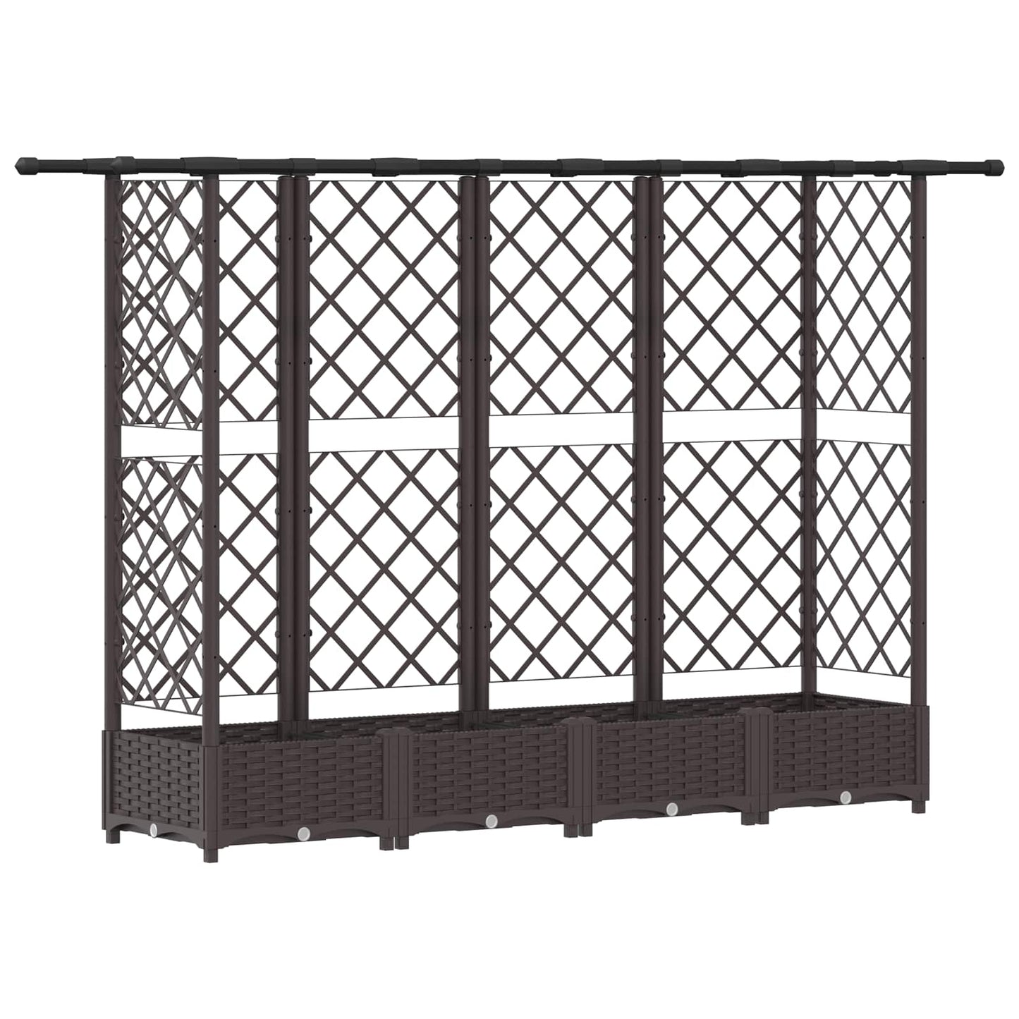 Raised Bed with Trellis and Roof Brown 202.5 x 40 x 121 cm PP