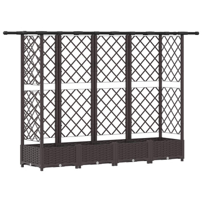 Raised Bed with Trellis and Roof Brown 202.5 x 40 x 121 cm PP