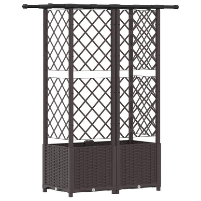 Raised Bed with Trellis and Roof Brown 124 x 40 x 136 cm PP