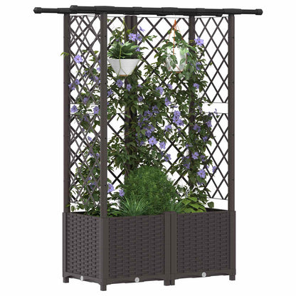 Raised Bed with Trellis and Roof Brown 124 x 40 x 136 cm PP