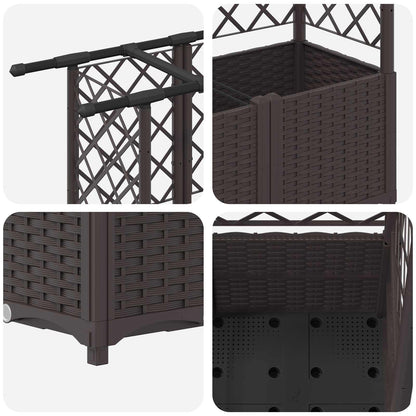 Raised Bed with Trellis and Roof Brown 163.5 x 40 x 136 cm PP